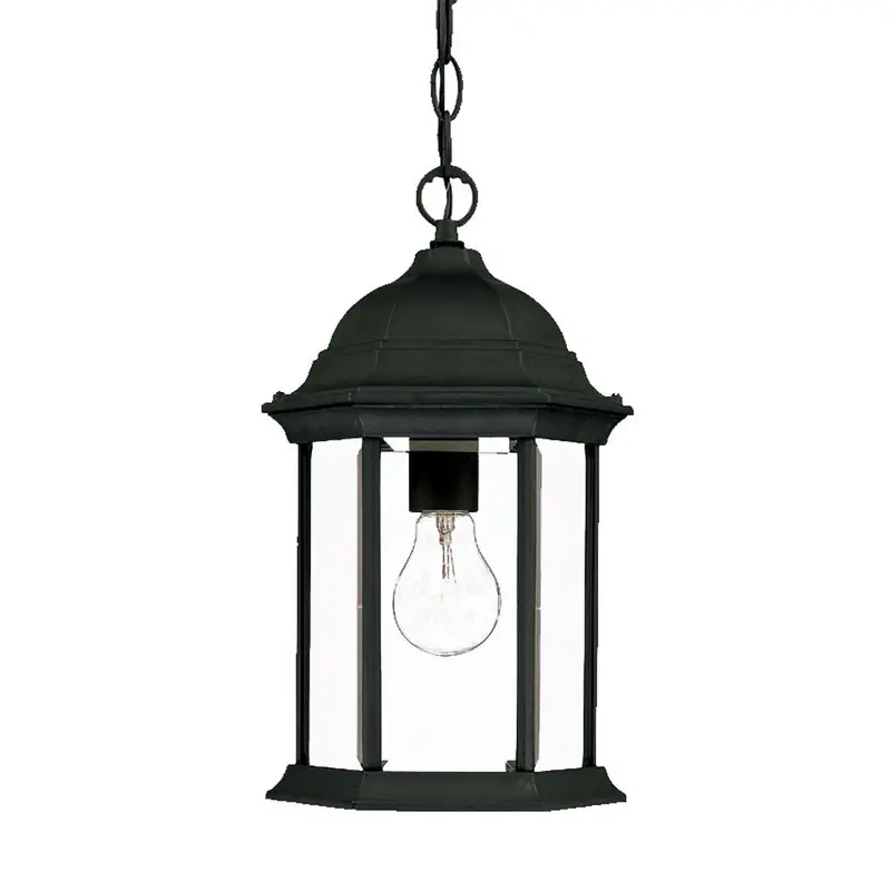 Matte Black Glass Lantern Hanging Light By Homeroots
