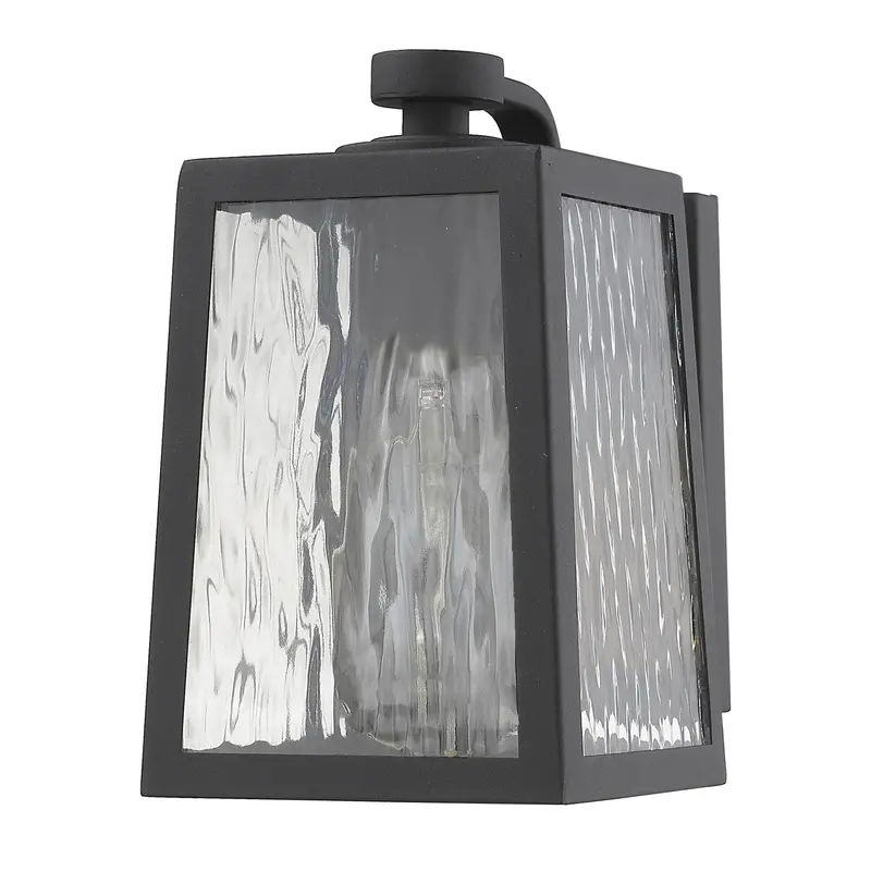 Matte Black glass panels Outdoor Wall Light By Homeroots