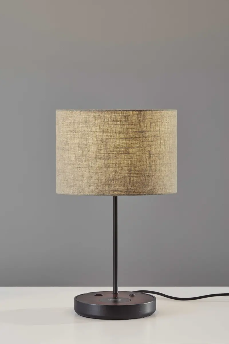 Matte Black Metal Wood Wireless Charging Table Lamp By Homeroots