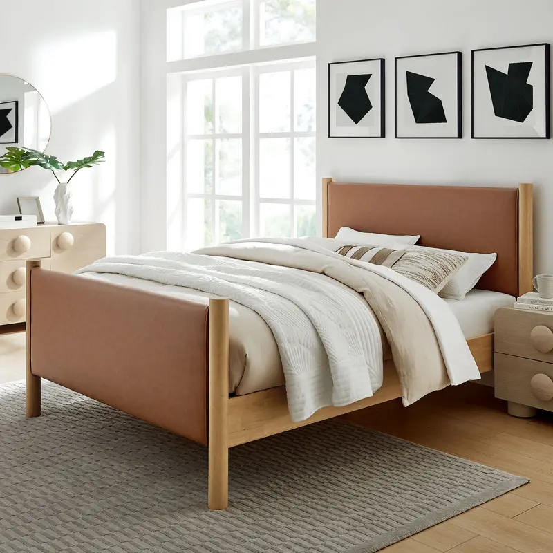 Maven Queen Size Vegan Leather Upholstered Platform Bed by Modway