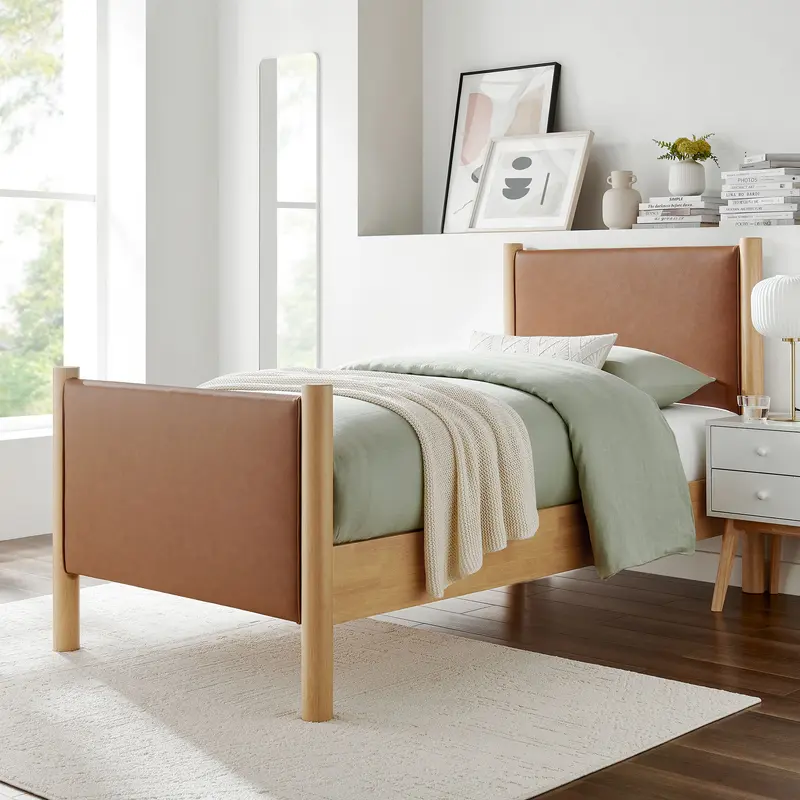 Maven Twin Size Vegan Leather Upholstered Platform Bed by Modway