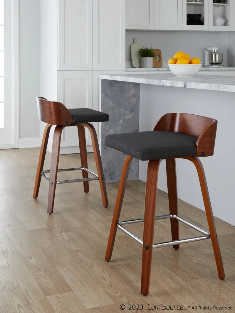 Maya 26" Fixed-Height Counter Stool - Set of 2 By LumiSource - B26-MAYAFB-GRTZS2 WLWLCHAR2