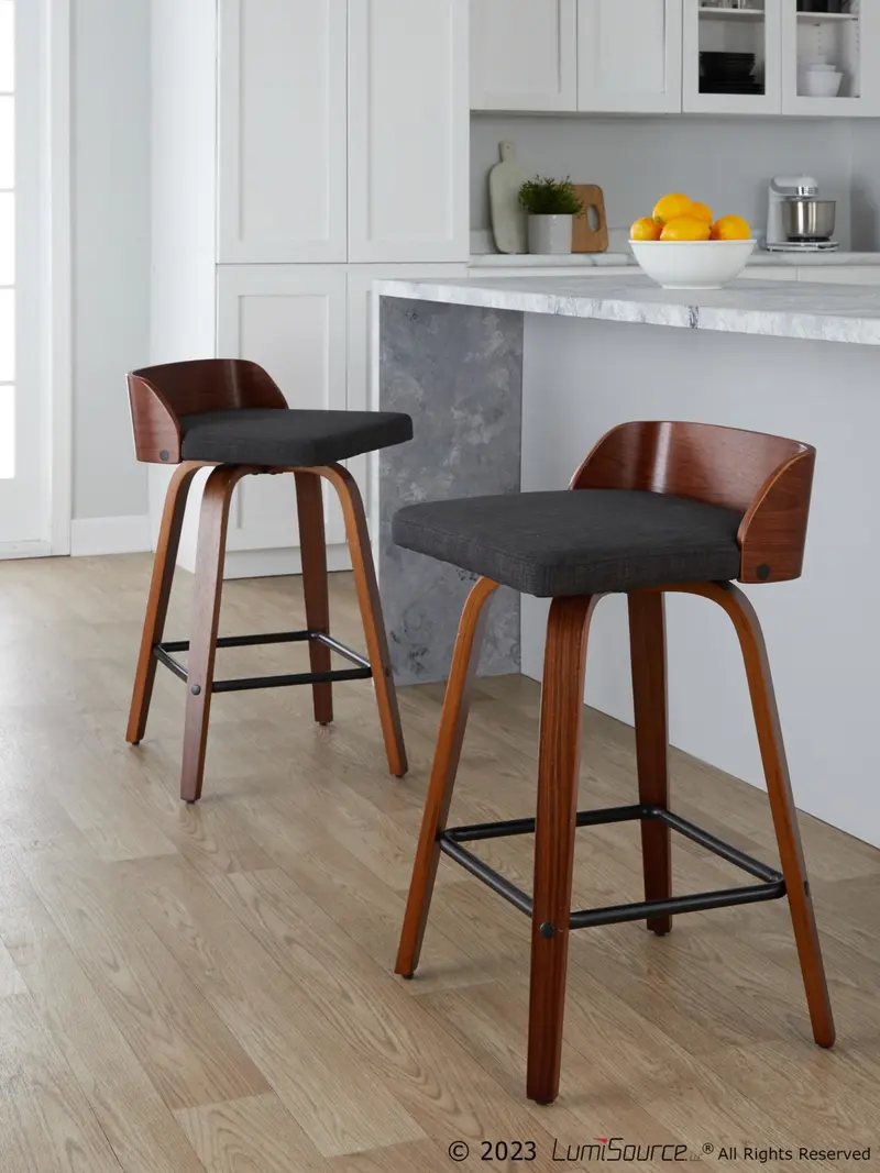 Maya 26" Fixed-Height Counter Stool - Set of 2 By LumiSource - B26-MAYAFB-GRTZX2 WLWLCHAR2