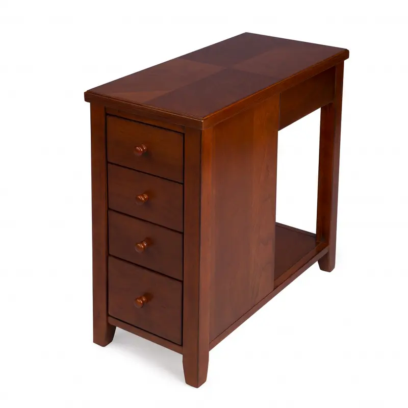 Medium Brown Manufactured Wood Rectangular End Table With Four Drawers And Shelf By Homeroots