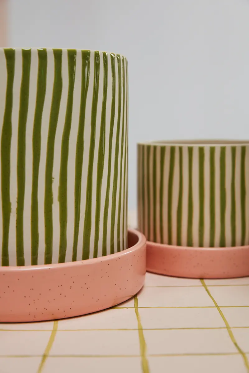Melancia Pot with Saucer Set of 4 By Accent Decor