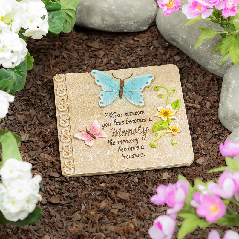 Memorial Butterfly Square Garden Stone, 11"L x 11"H