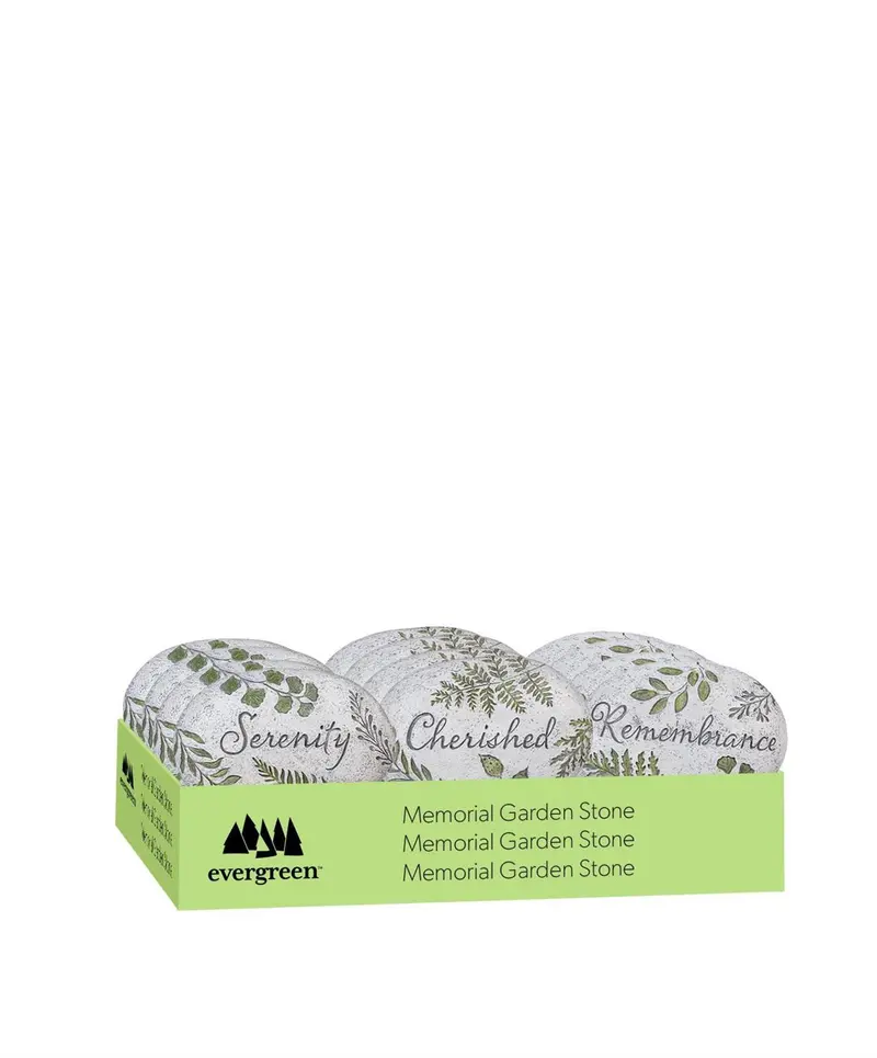 Memorial Garden & Memorial Stone, Cement Fern Sentiment Tiding Stone, Asst of 3