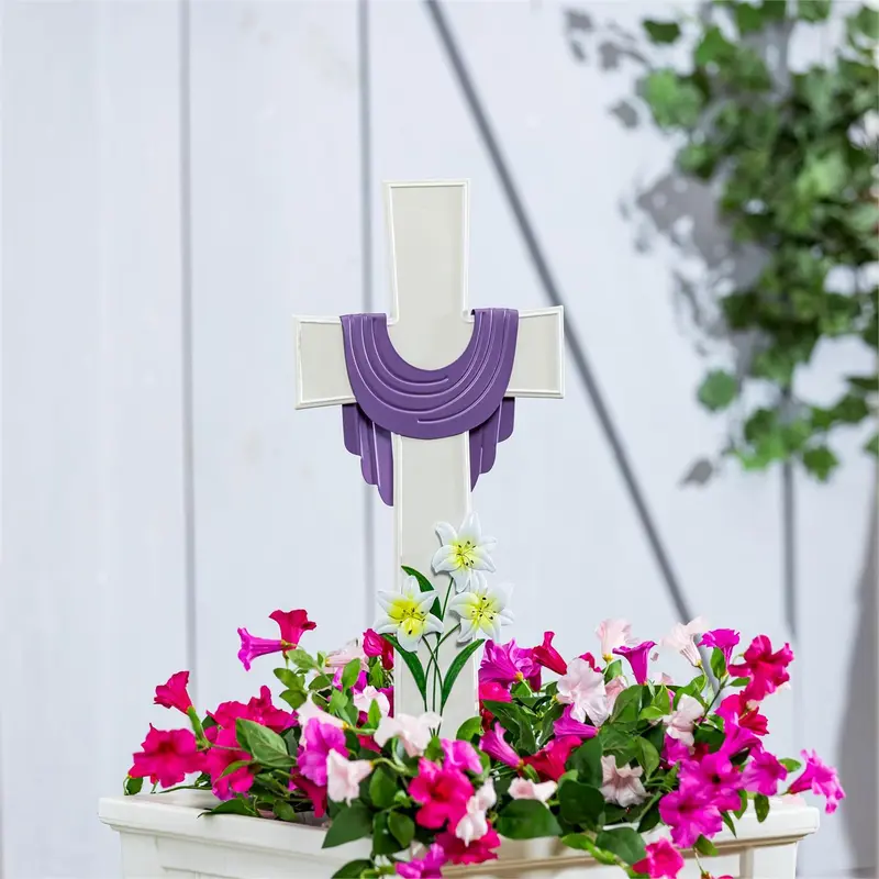 Memorial Garden Stake, Lily Cross Metal Garden Stake, CDU