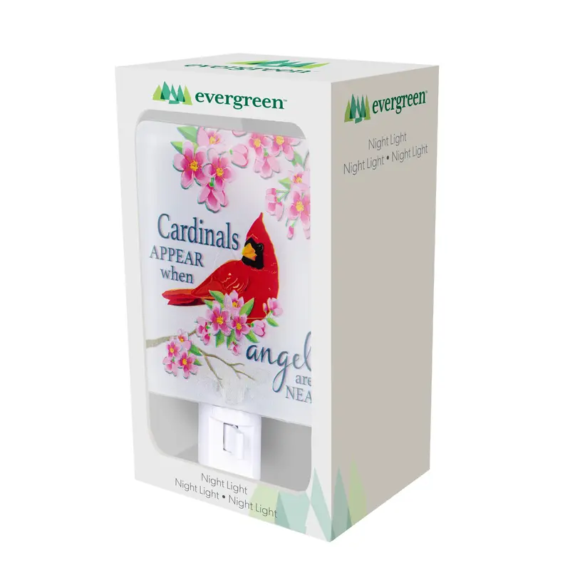 Memorial Nightlight Glass Square "Cardinals Appear When Angels Are Near", 5.25"H