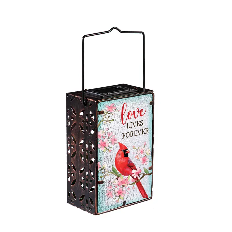 Memorial Outdoor Lamps & Lighting, Cardinal Mini Glass Solar Lantern, Asst of 2