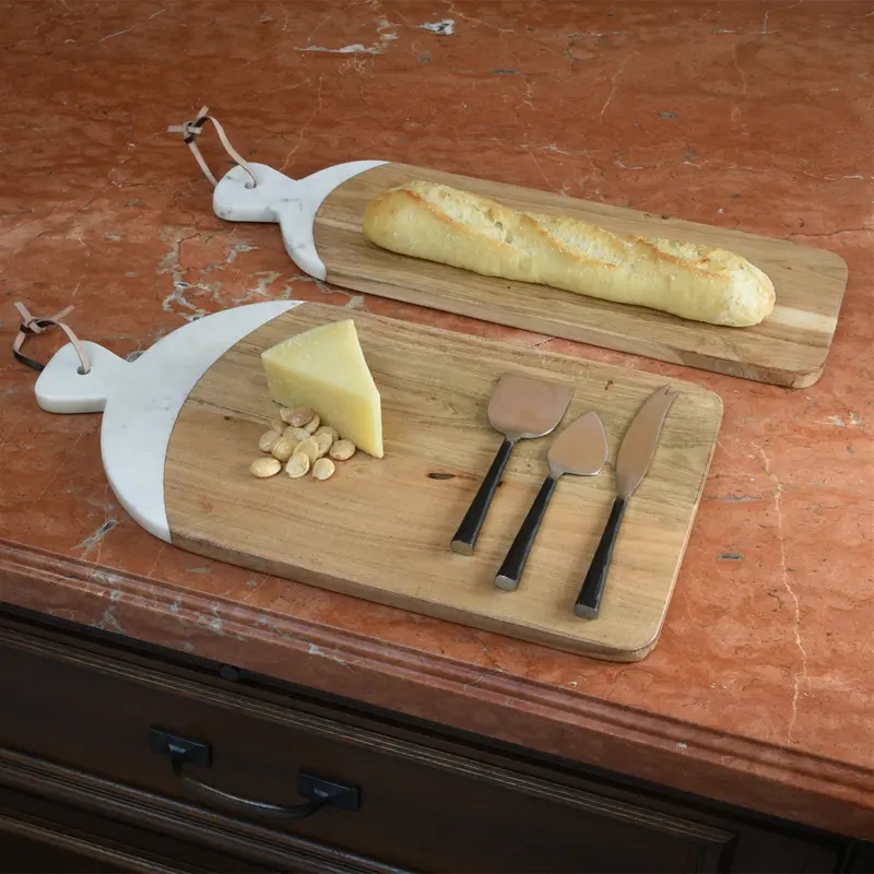 Mercer Cutting Board, Wood & Marble - Long Set Of 2 By HomArt