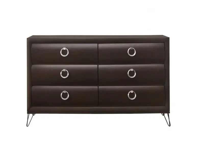 Merlot Solid and Manufactured Wood Six Drawer Double Dresser By Homeroots