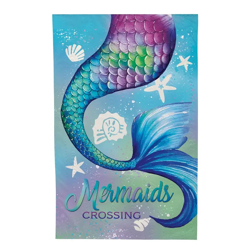 Mermaid Crossing Moire House Flag