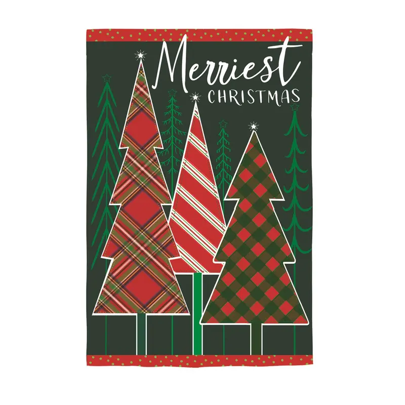 Merriest Christmas Tree Applique Garden Flag