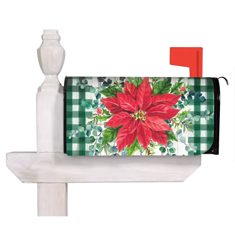 Merry and Bright Poinsettia Mailbox Cover,56779