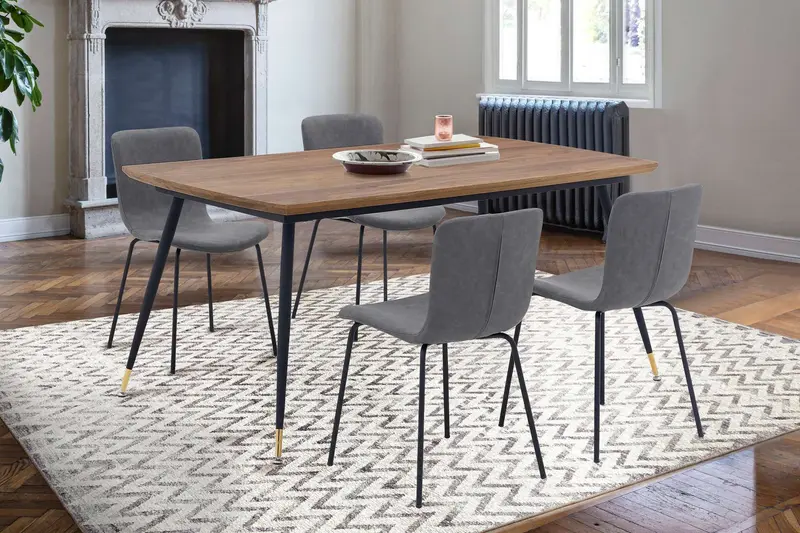 Messina and Gillian Dark Gray Faux Leather 5 Piece Rectangular Dining Set By Armen Living
