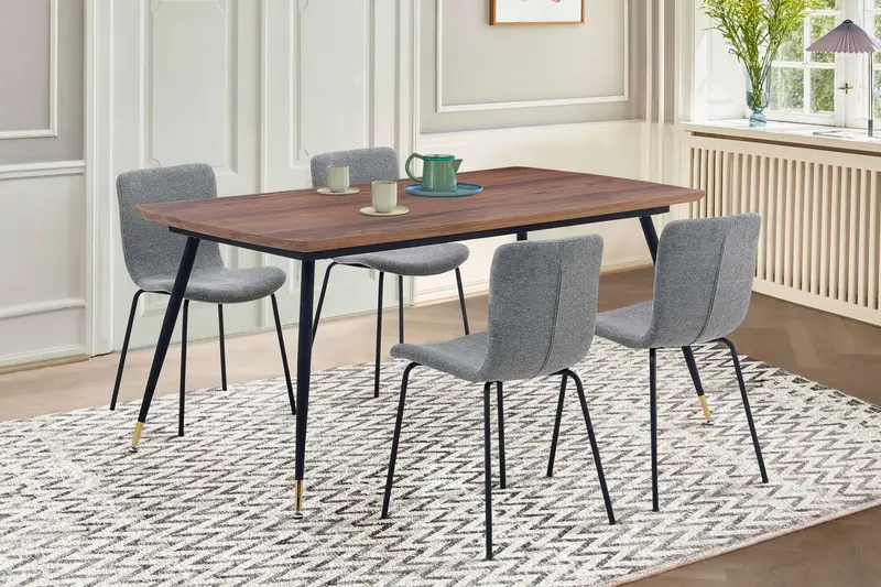 Messina and Gillian Light Gray Fabric 5 Piece Rectangular Dining Set By Armen Living