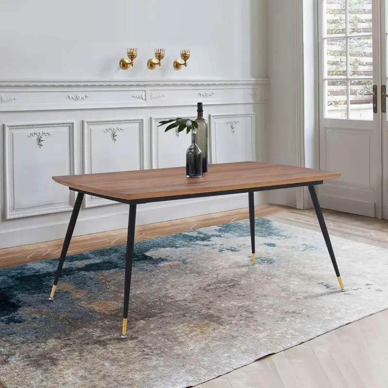 Messina Modern Walnut and Metal Dining Room Table By Armen Living