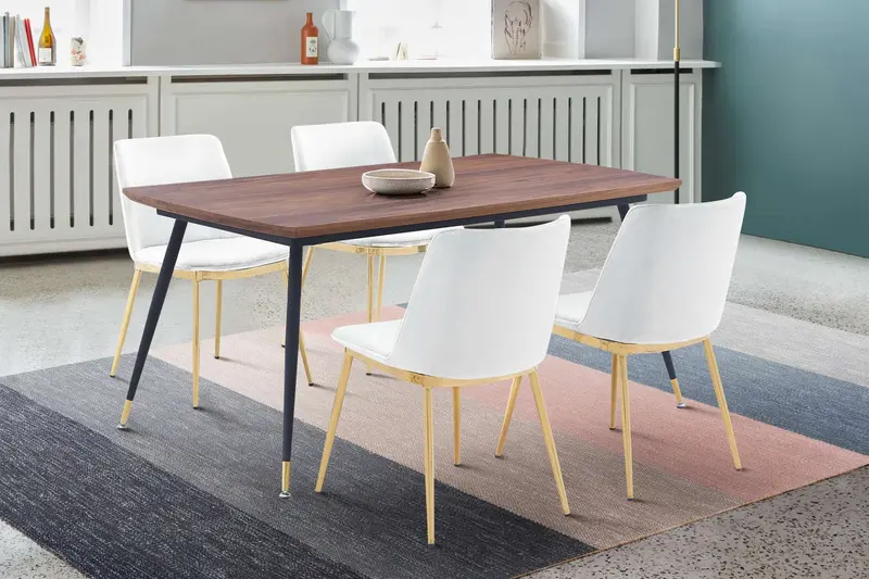 Messina White Velvet 5 Piece Rectangular Dining Set By Armen Living