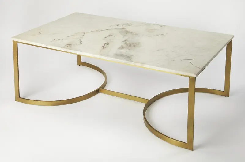 Metal and Marble Coffee Table By Homeroots