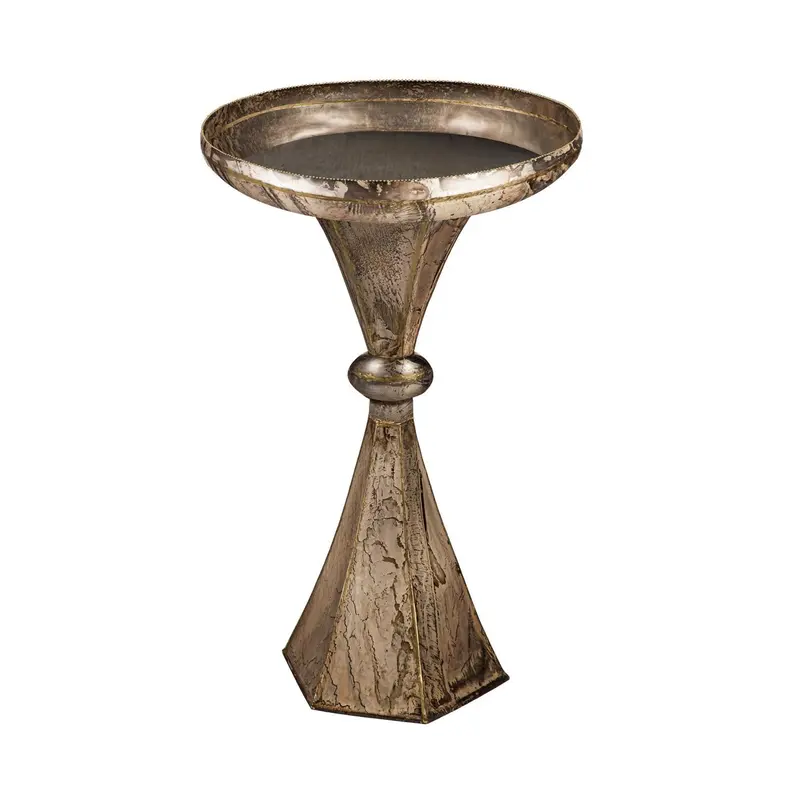 Metal Bird Bath w/Pedestal, Antique Gold