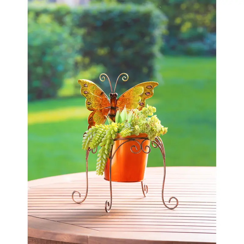 Metal Butterfly Pot Holders, Orange and Yellow,8pmtl5247b