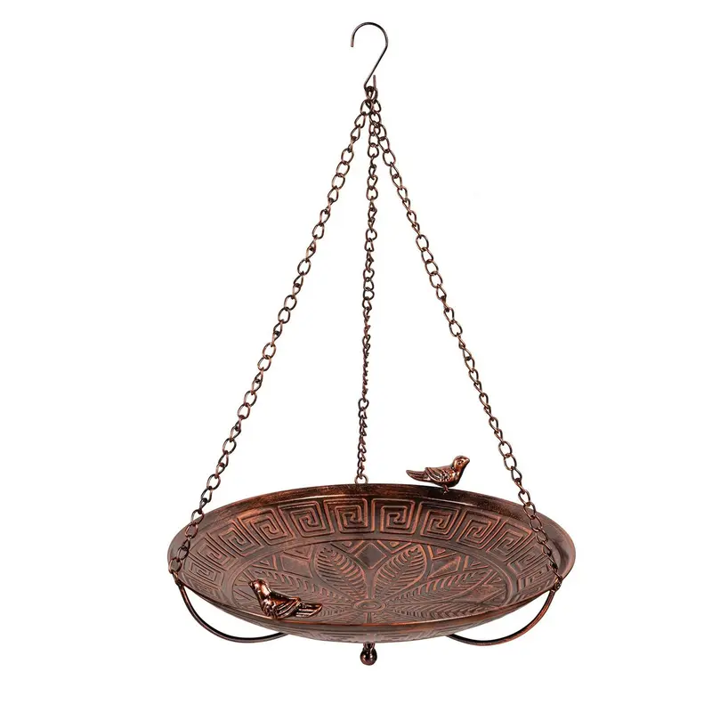 Metal Engraved Bronze Bird Bath