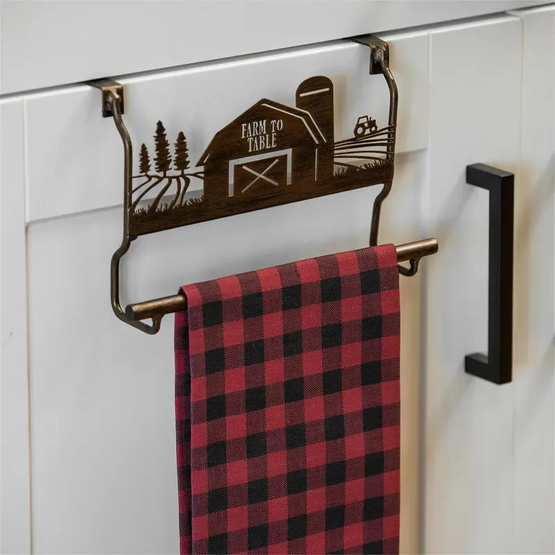Metal Farmhouse Over the Cabinet Towel Holder