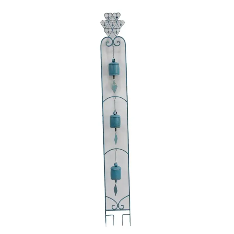 Metal Garden Bell Stake with Antique Finish, Verdigris