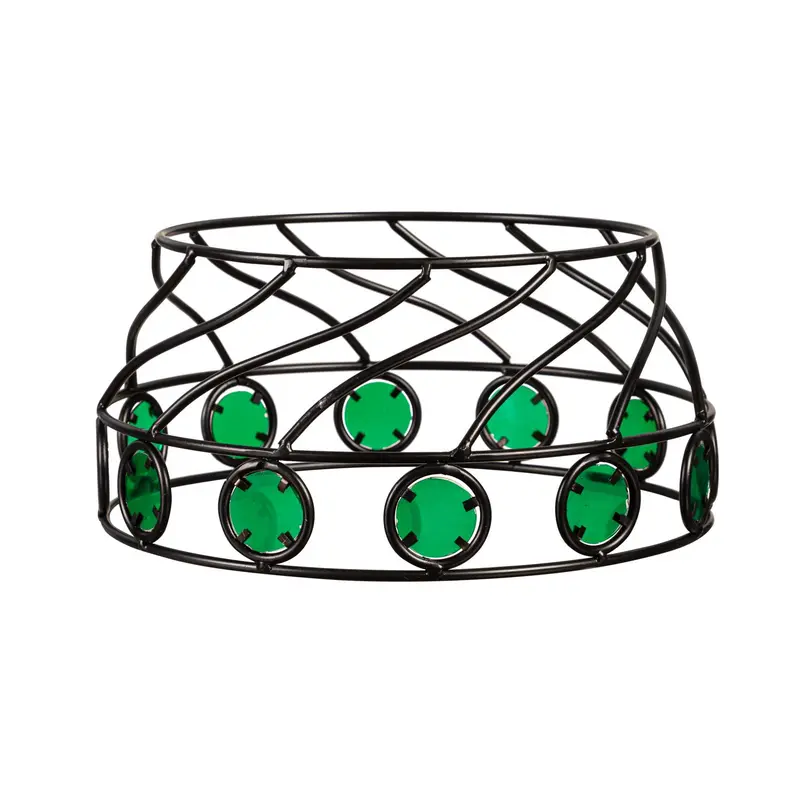 Metal Gazing Ball Stand with Green Glass Circles