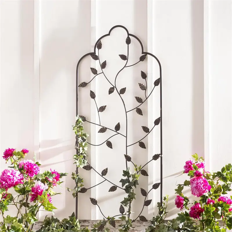 Metal Leaf Trellis With Frame