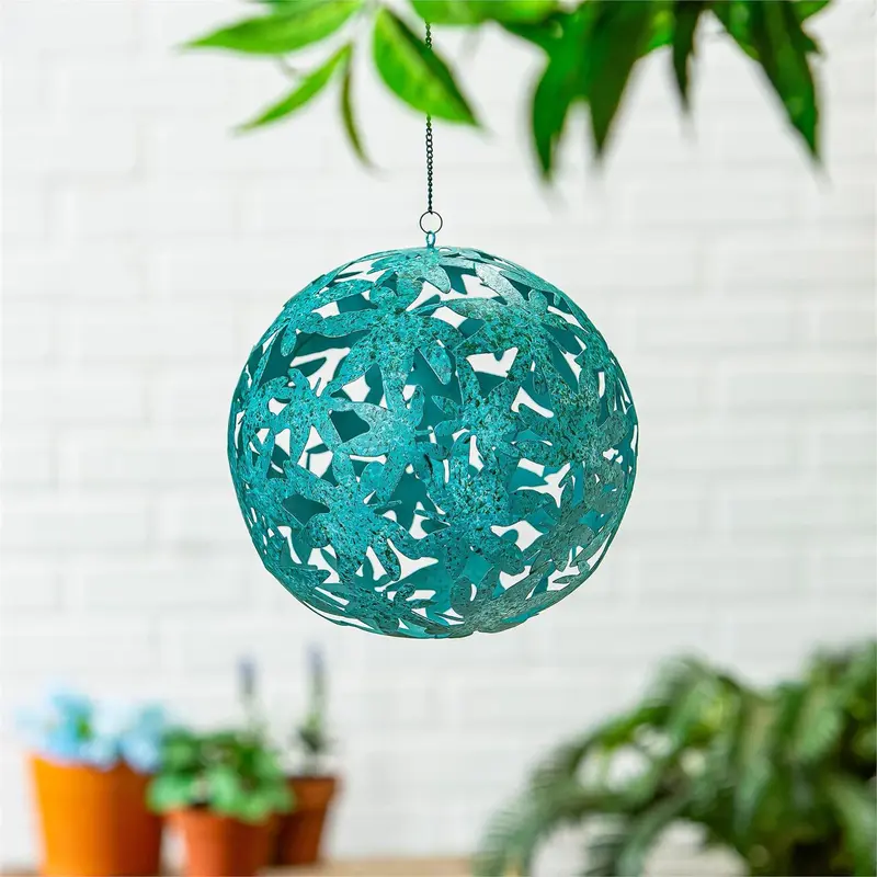 Metal Leaves Decorative Garden Ball, 10"
