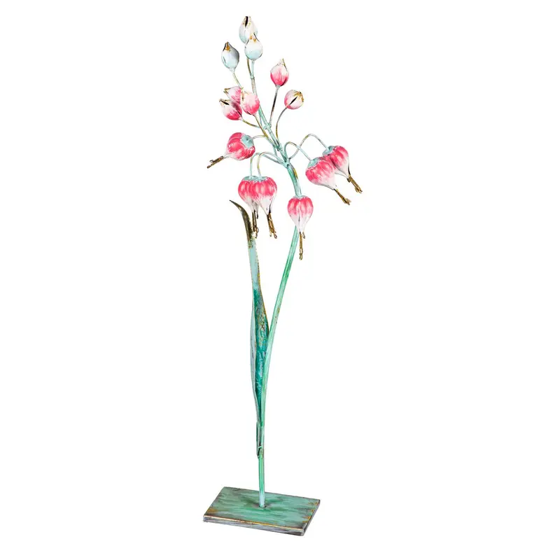 Metal Pink Flower Statuary