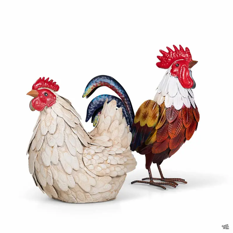 Metal Rooster/Hen Statue