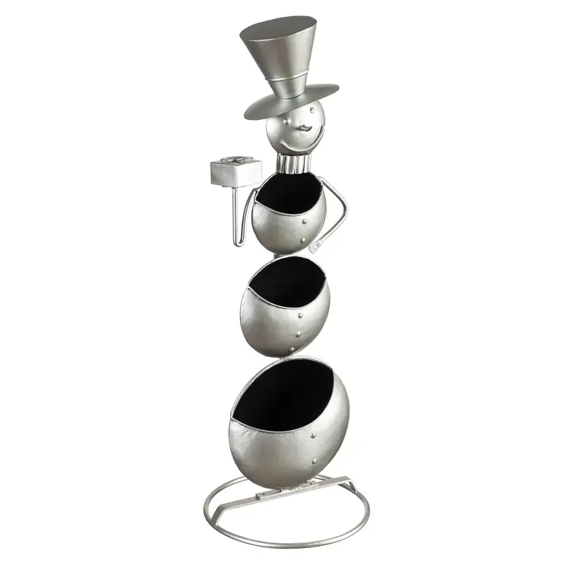 Metal Statement Planter, 3 Tiered Snowman