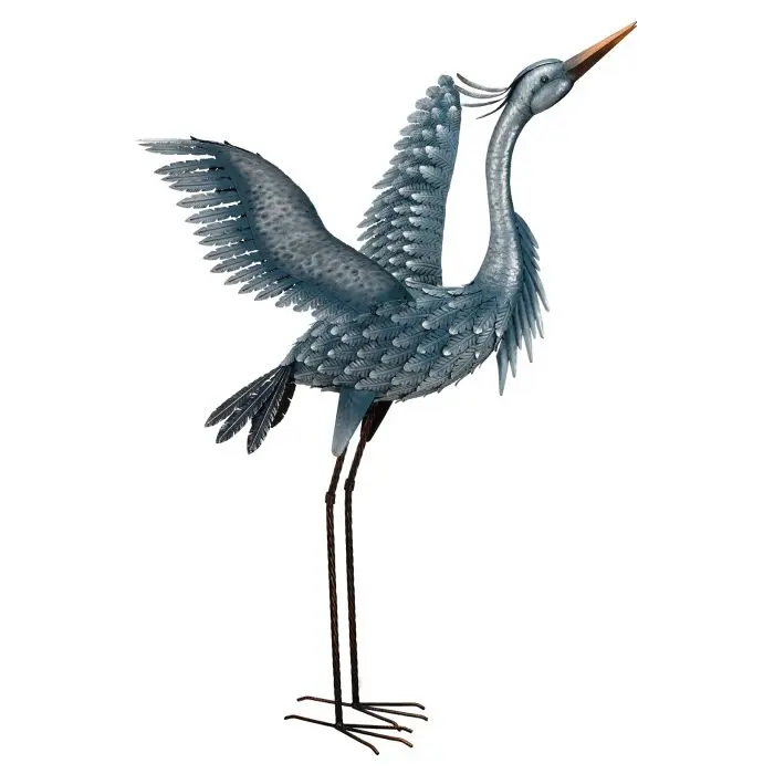 Metallic Blue Heron Wings Up