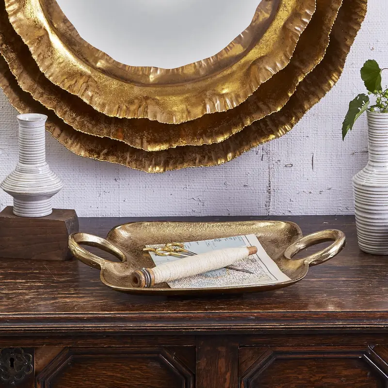 Metropolitan Decorative Gold Tray With Handles Set Of 6 By Tozai Home