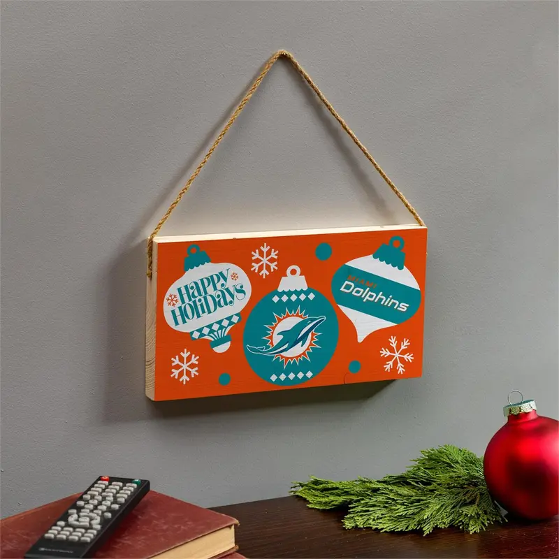 Miami Dolphins Holiday Wood Wall Sign, 6x11