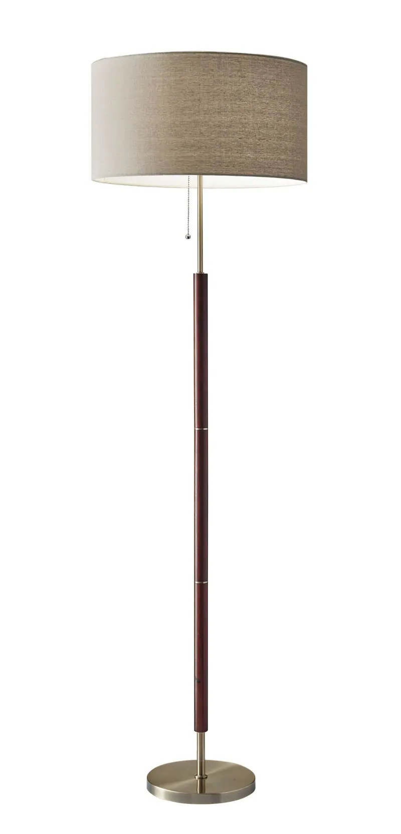 Mid-Century Modern Floor Lamp with Antique Brass and Walnut Wood Accents By Homeroots