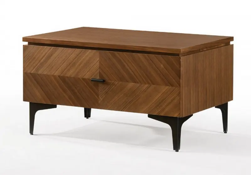 Mid Century Walnut Nightstand With Two Drawers By Homeroots