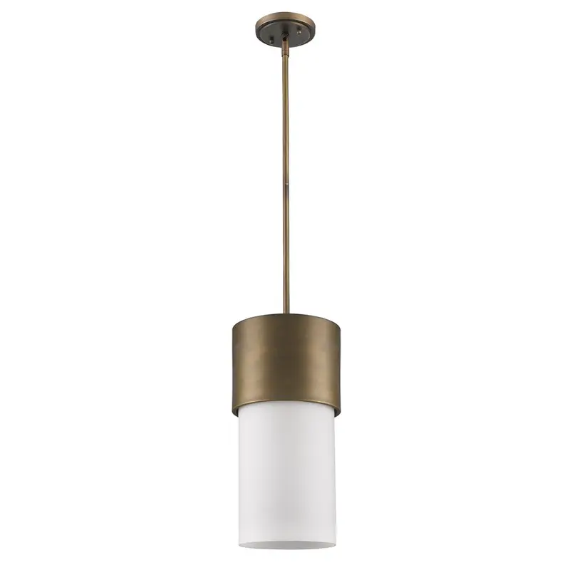 Midtown 1-Light Raw Brass Pendant With Frosted Glass Shade By Homeroots
