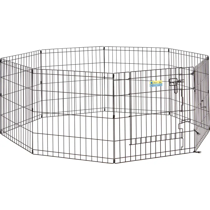 MidWest Homes Contour Exercise Pen Indoor Dog Playpen with Secure Door Black 24 in.