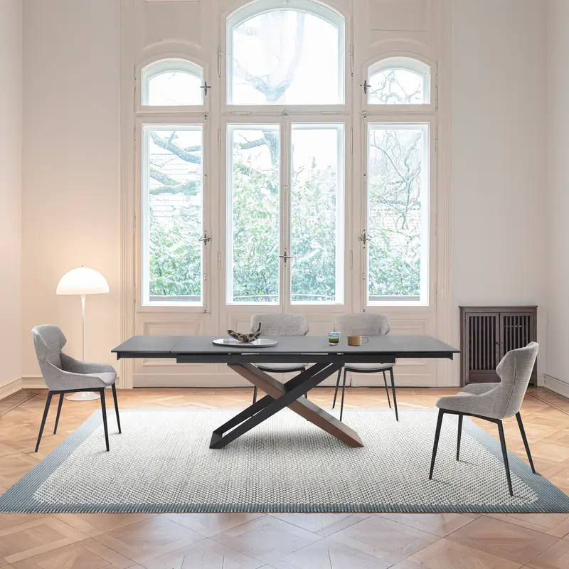 Milena Kenna 5 Piece Dining Set with Gray Fabric Chairs By Armen Living