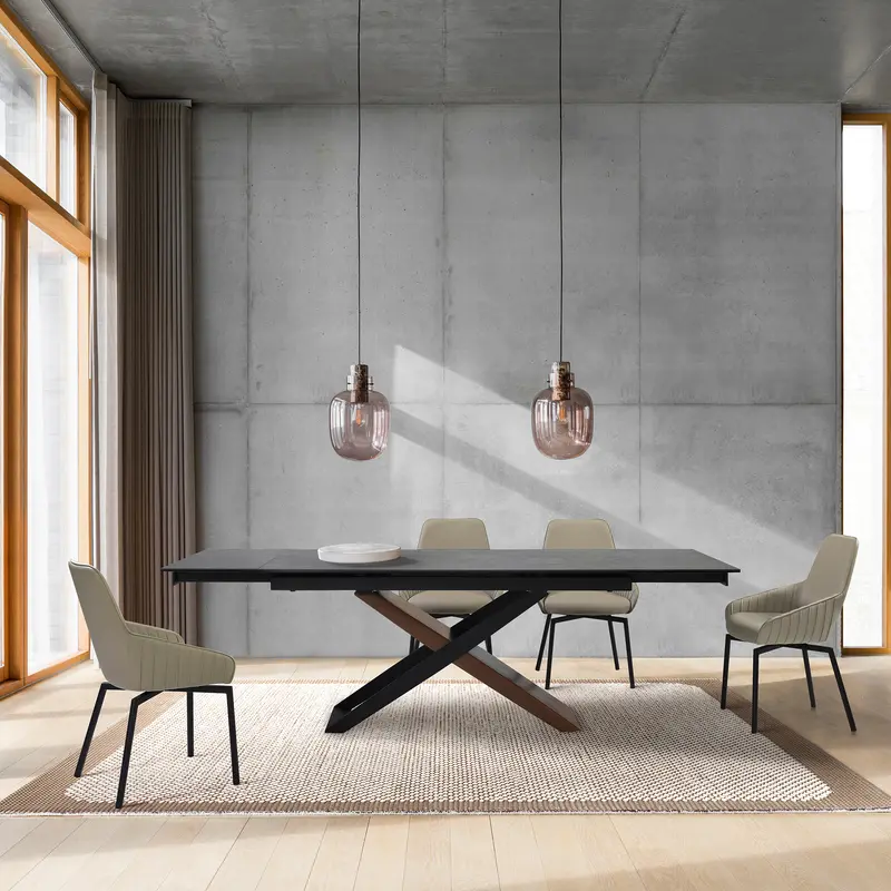 Milena Shilo 5 Piece Extendable Dining Set with Taupe Gray Faux Leather Chairs By Armen Living
