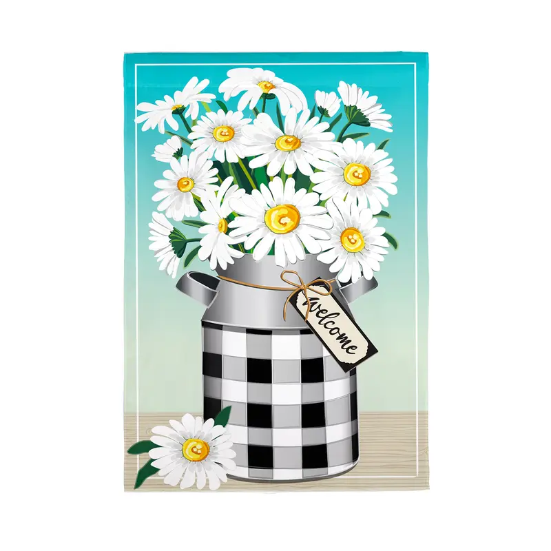 Milk Can with Daisies Burlap Garden Flag,14b10853