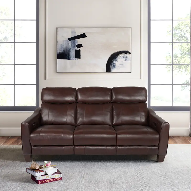 Milos 83" Zero Gravity Power Reclining Sofa in Chocolate Leather By Armen Living