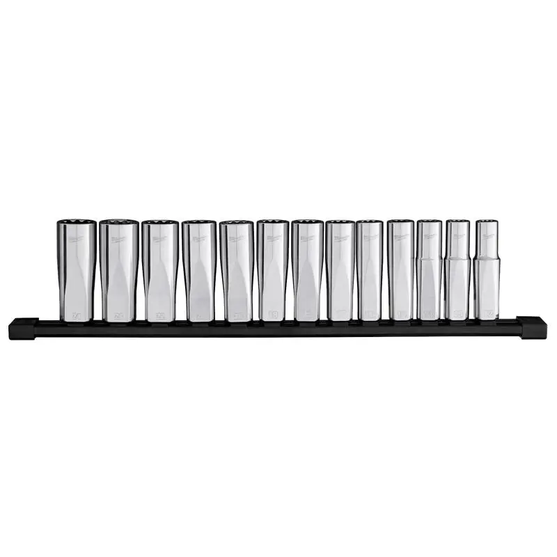 Milwaukee 1/2 in. drive Metric 12 Point Deep Well Socket Set 13 pc