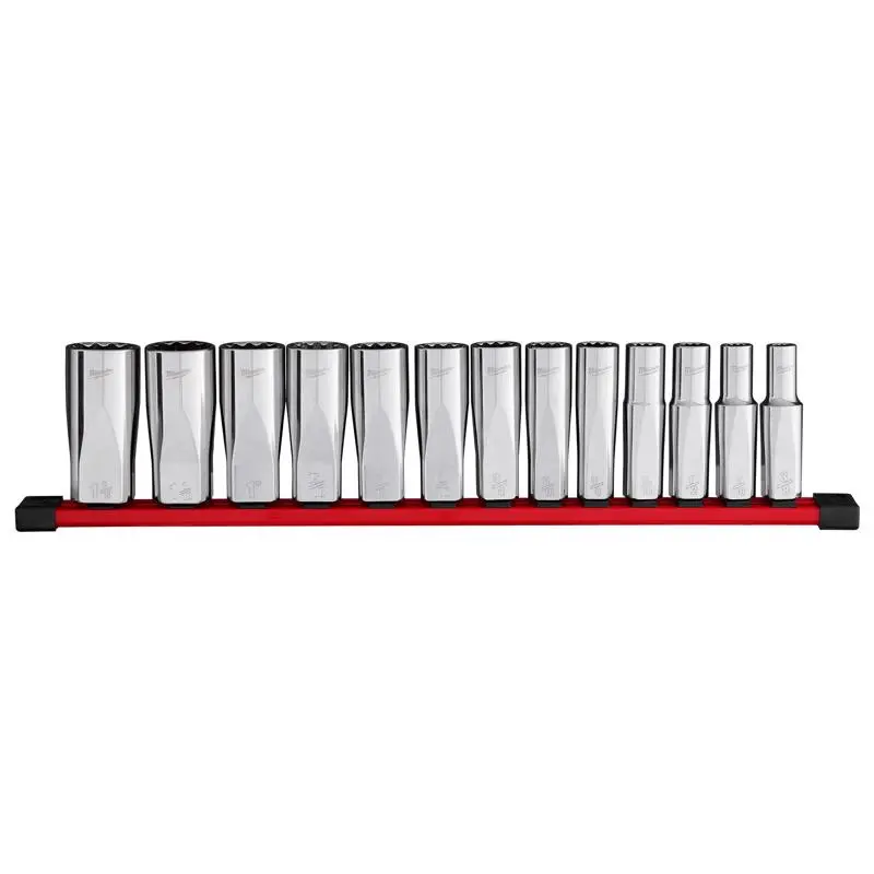 Milwaukee 1/2 in. drive SAE 12 Point Deep Well Socket Set 13 pc