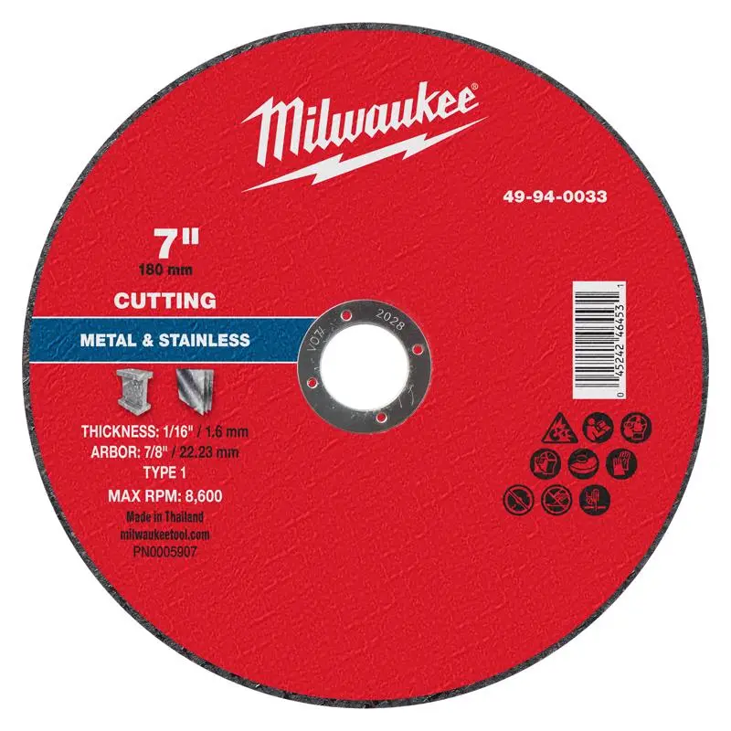Milwaukee 7 in. D X 7/8 in. X 1/16 in. thick Metal Cut-Off Wheel 1 pk