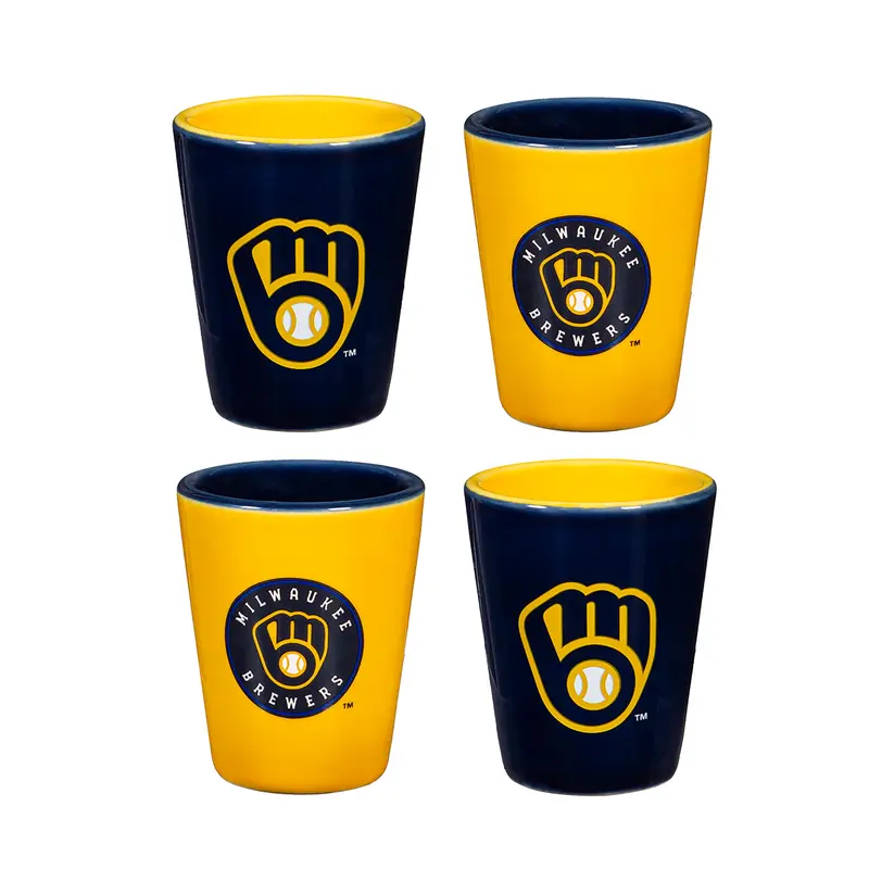 Milwaukee Brewers 4-Piece Ceramic 2oz. Cup Set